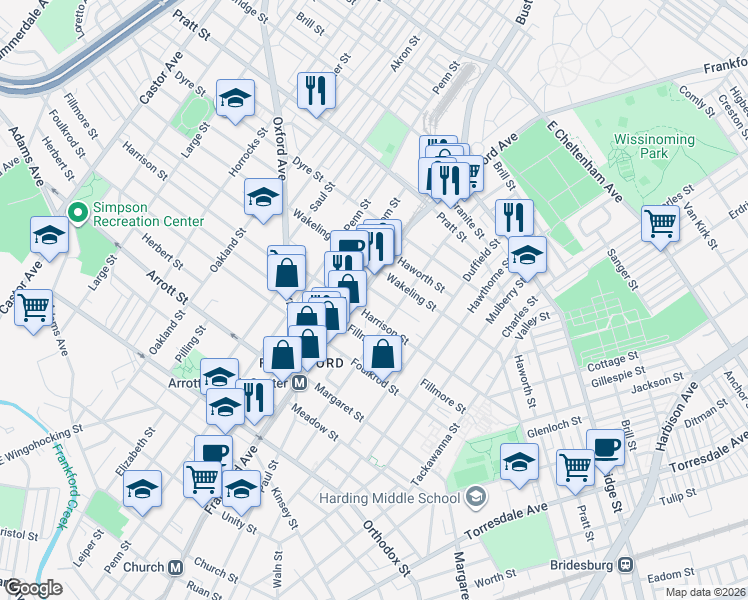 map of restaurants, bars, coffee shops, grocery stores, and more near in Philadelphia