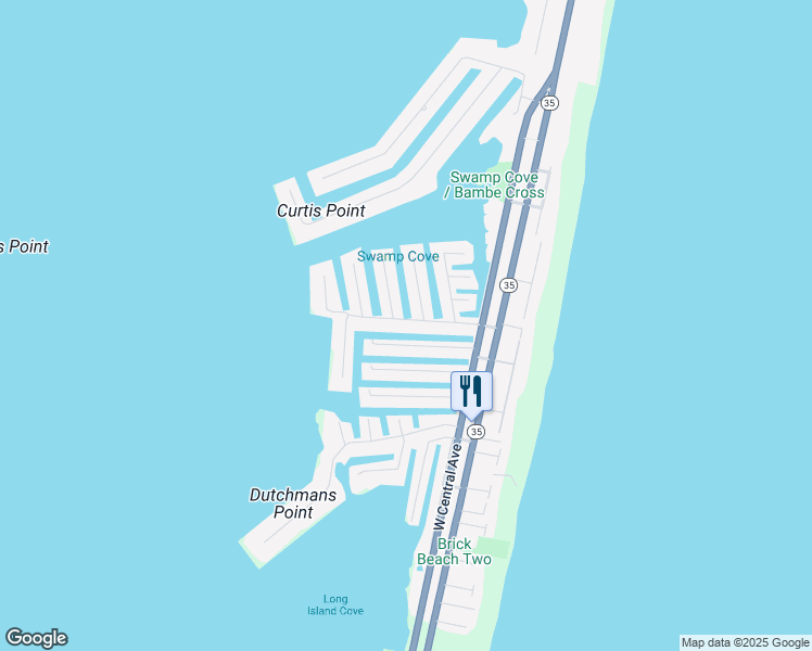 map of restaurants, bars, coffee shops, grocery stores, and more near 321 Bay Lane in Mantoloking