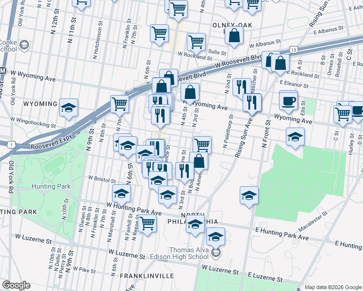 map of restaurants, bars, coffee shops, grocery stores, and more near 326 West Annsbury Street in Philadelphia