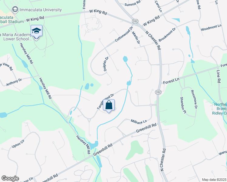 map of restaurants, bars, coffee shops, grocery stores, and more near 1543 Tanglewood Drive in West Chester