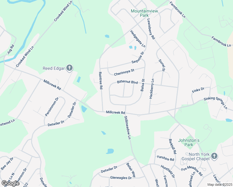 map of restaurants, bars, coffee shops, grocery stores, and more near 3119 Paulownia Lane in York