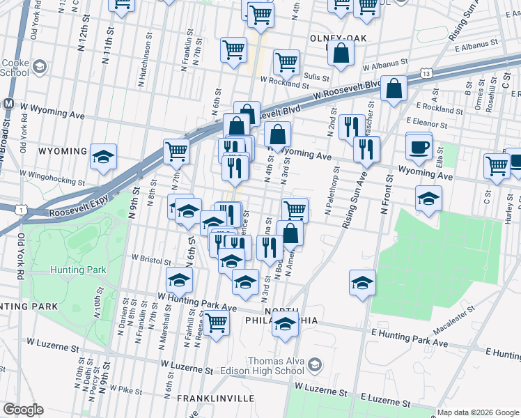 map of restaurants, bars, coffee shops, grocery stores, and more near 326 West Annsbury Street in Philadelphia