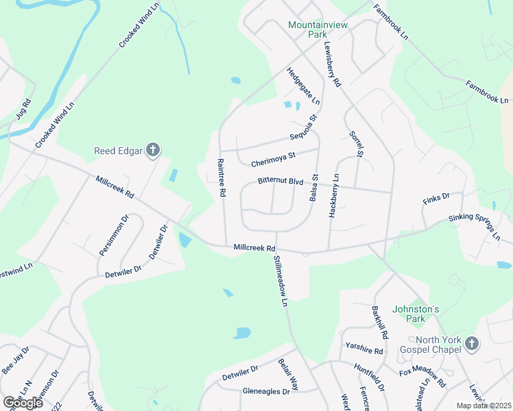 map of restaurants, bars, coffee shops, grocery stores, and more near 3119 Paulownia Lane in York