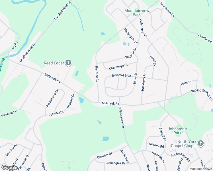 map of restaurants, bars, coffee shops, grocery stores, and more near 3103 Paulownia Lane in York