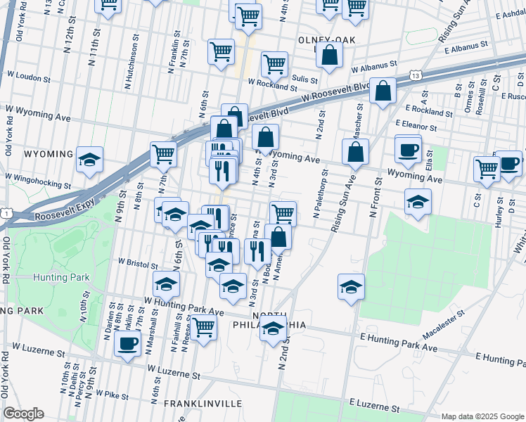 map of restaurants, bars, coffee shops, grocery stores, and more near 326 West Annsbury Street in Philadelphia