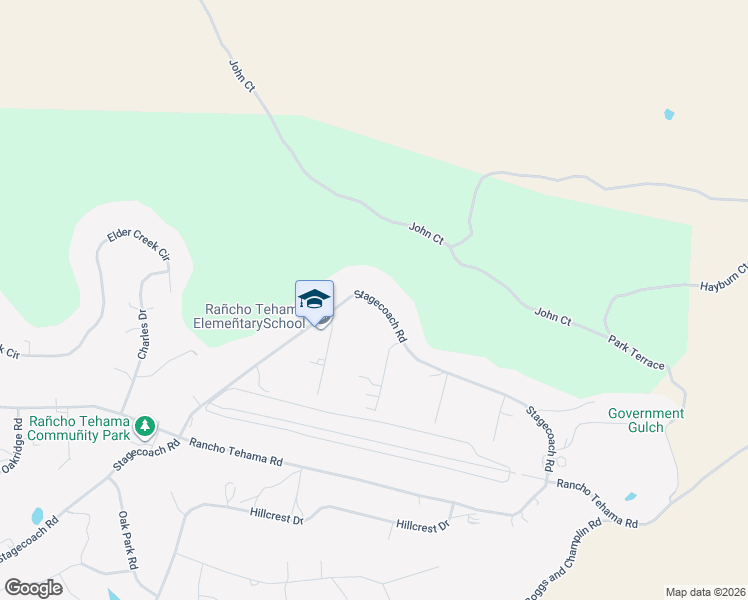 map of restaurants, bars, coffee shops, grocery stores, and more near 17397-17427 Stagecoach Road in Red Bluff