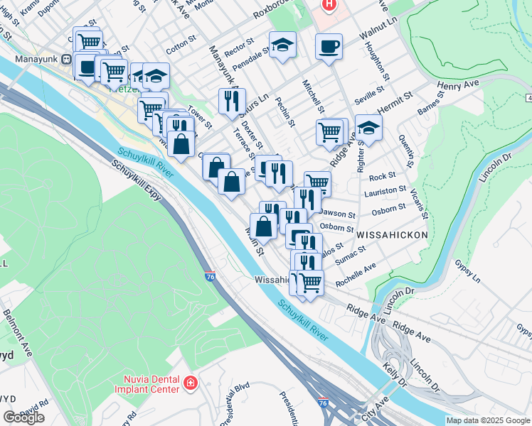 map of restaurants, bars, coffee shops, grocery stores, and more near 3744 Sharp Street in Philadelphia