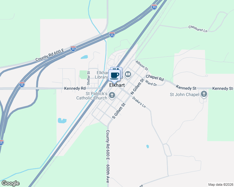 map of restaurants, bars, coffee shops, grocery stores, and more near in Elkhart
