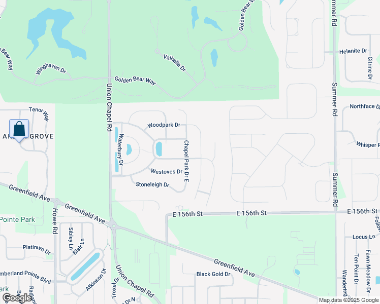 map of restaurants, bars, coffee shops, grocery stores, and more near 15892 Chapel Park Drive East in Noblesville