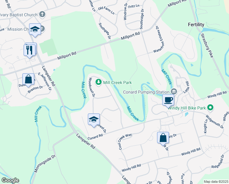 map of restaurants, bars, coffee shops, grocery stores, and more near 348 Woodcrest Drive in Lancaster