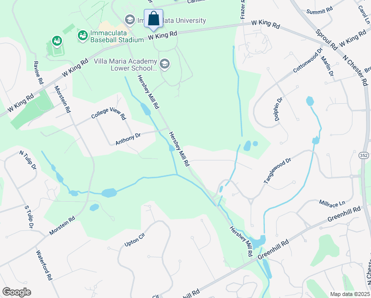 map of restaurants, bars, coffee shops, grocery stores, and more near 981 Hershey Mill Road in Malvern