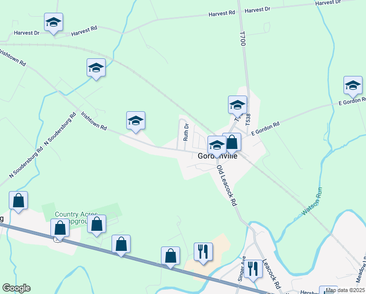 map of restaurants, bars, coffee shops, grocery stores, and more near 16 Ruth Drive in Gordonville