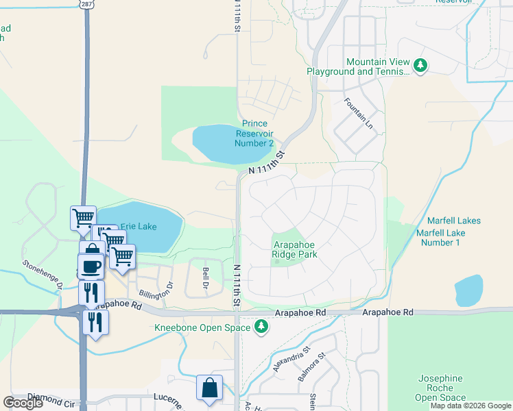 map of restaurants, bars, coffee shops, grocery stores, and more near 2807 Odell Drive in Erie