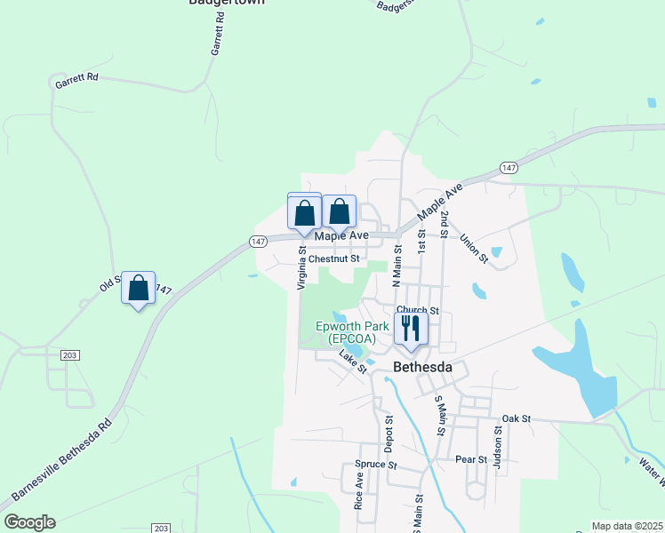 map of restaurants, bars, coffee shops, grocery stores, and more near 118 Chestnut Street in Bethesda
