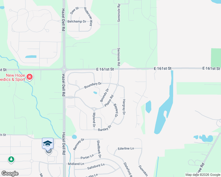 map of restaurants, bars, coffee shops, grocery stores, and more near 15958 Bounds Drive in Noblesville