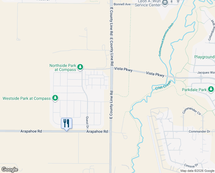 map of restaurants, bars, coffee shops, grocery stores, and more near East County Line Road in Erie