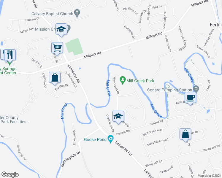 map of restaurants, bars, coffee shops, grocery stores, and more near 308 Woodcrest Dr in Lancaster