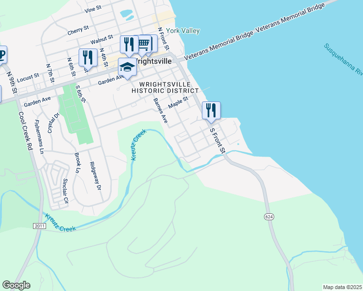 map of restaurants, bars, coffee shops, grocery stores, and more near 215 Lemon Street in Wrightsville