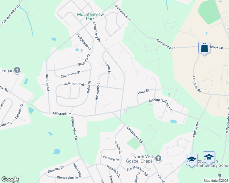 map of restaurants, bars, coffee shops, grocery stores, and more near 3380 Bitternut Blvd in York