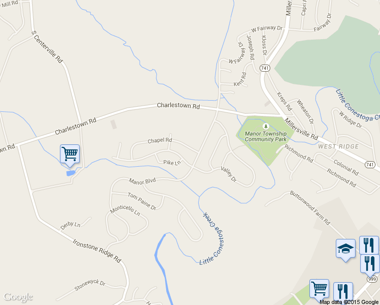 map of restaurants, bars, coffee shops, grocery stores, and more near 2616 Chapel Rd in Lancaster