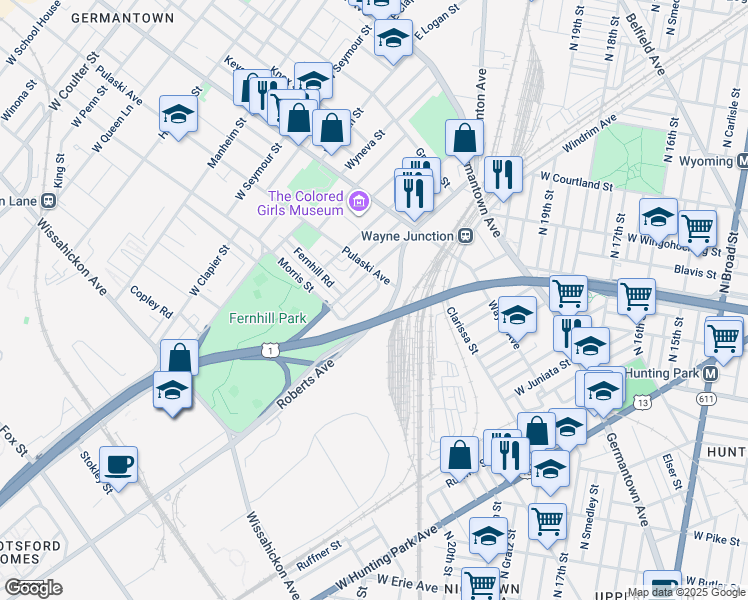 map of restaurants, bars, coffee shops, grocery stores, and more near 330 West Milne Street in Philadelphia