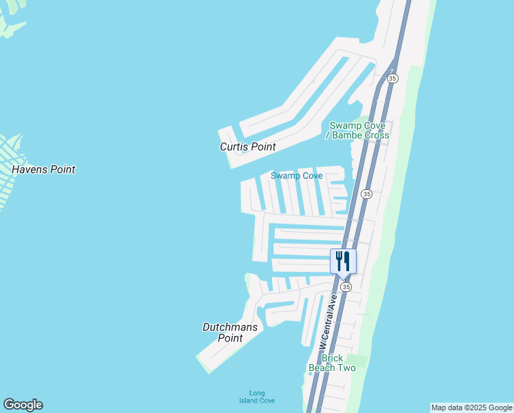 map of restaurants, bars, coffee shops, grocery stores, and more near 220 Pointe Drive in Mantoloking