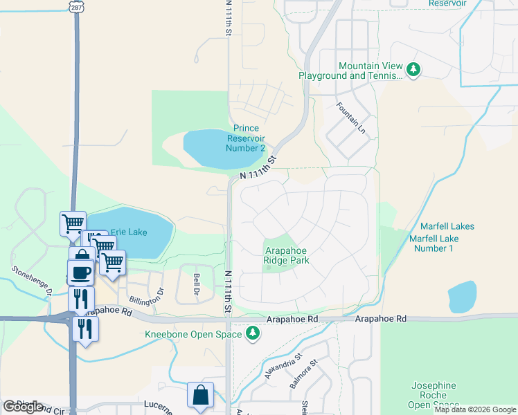 map of restaurants, bars, coffee shops, grocery stores, and more near 2807 Odell Drive in Erie