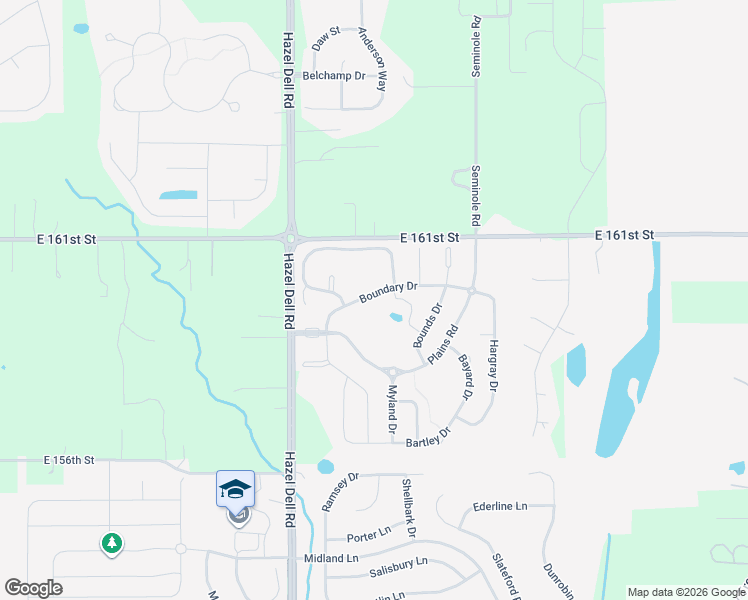 map of restaurants, bars, coffee shops, grocery stores, and more near 5981 Boundary Drive in Noblesville