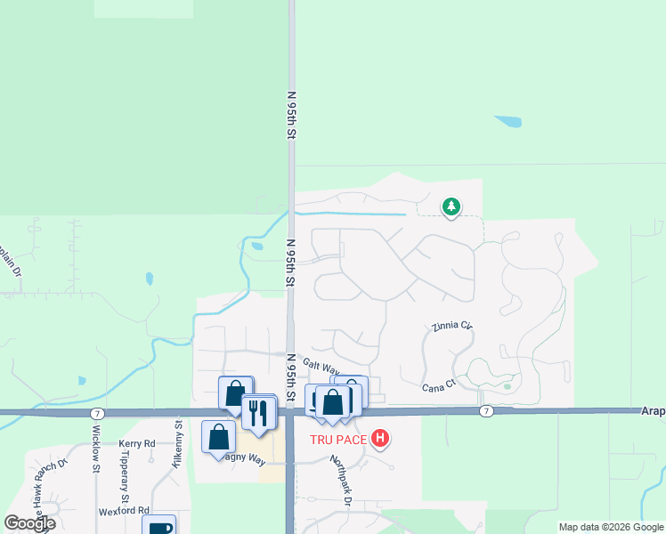 map of restaurants, bars, coffee shops, grocery stores, and more near 2539 Columbine Circle in Lafayette