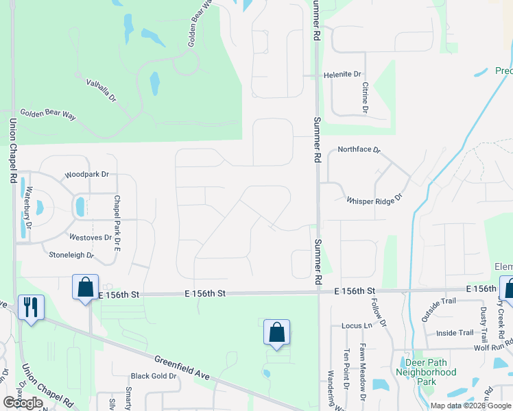 map of restaurants, bars, coffee shops, grocery stores, and more near 15975 Summer Road in Noblesville
