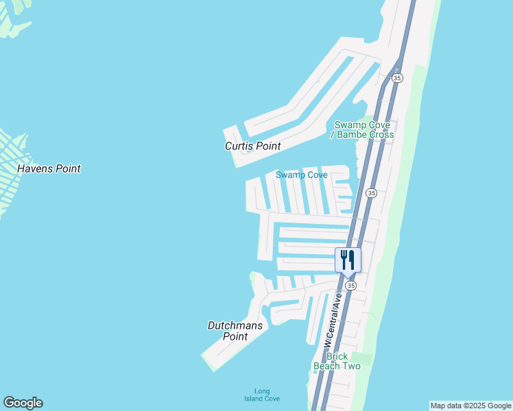 map of restaurants, bars, coffee shops, grocery stores, and more near 220 Pointe Drive in Mantoloking
