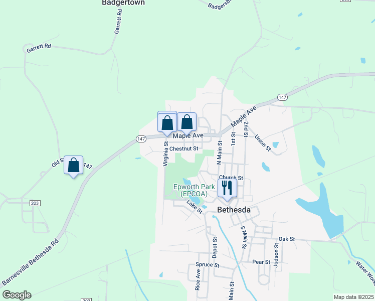 map of restaurants, bars, coffee shops, grocery stores, and more near 118 Chestnut Street in Bethesda