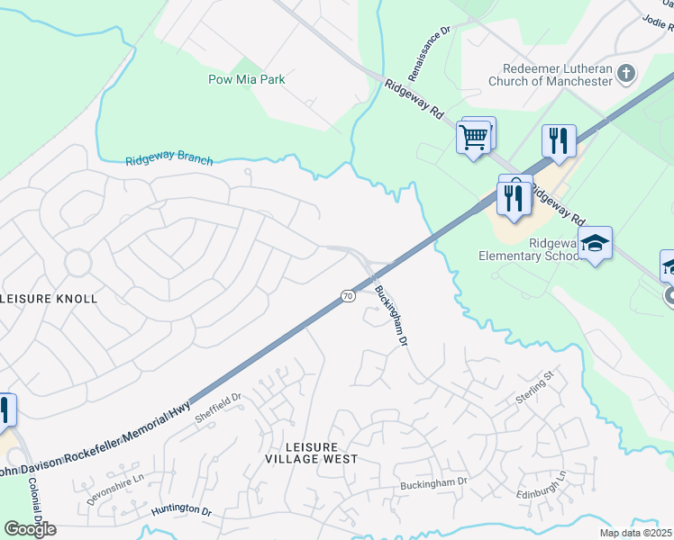 map of restaurants, bars, coffee shops, grocery stores, and more near 9 Maidstone Way in Manchester Township