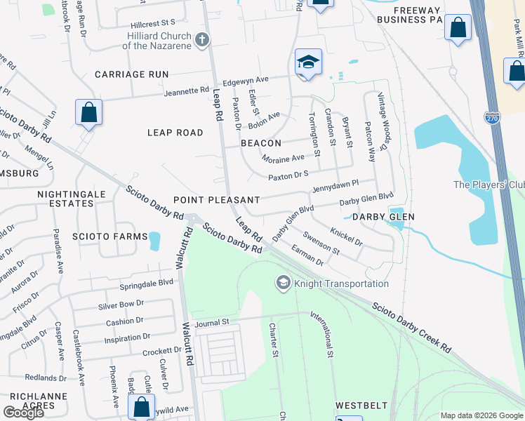 map of restaurants, bars, coffee shops, grocery stores, and more near 4552 Fern Trail Drive in Hilliard