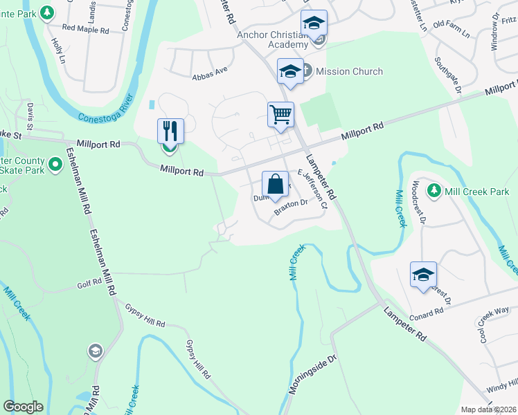 map of restaurants, bars, coffee shops, grocery stores, and more near 813 Lightfoot Dr in Lancaster