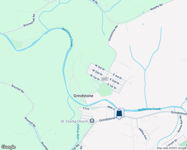 map of restaurants, bars, coffee shops, grocery stores, and more near 1020 West 1st Street in Grindstone