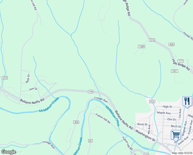 map of restaurants, bars, coffee shops, grocery stores, and more near 64459 Rock Hollow Road in Bellaire