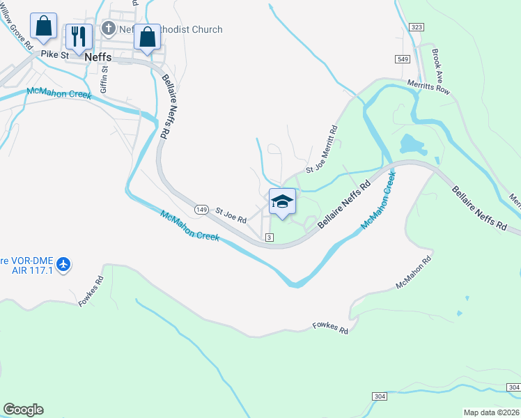 map of restaurants, bars, coffee shops, grocery stores, and more near 54539 Saint Joe Road in Bellaire