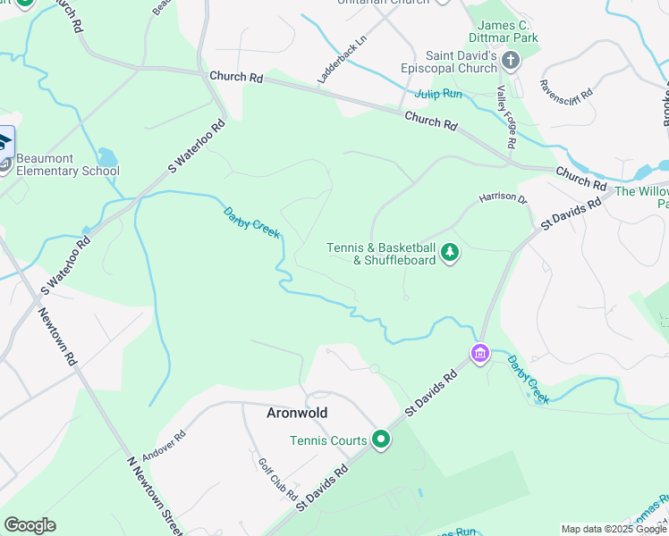 map of restaurants, bars, coffee shops, grocery stores, and more near 9 Green Gable Lane in Newtown Square