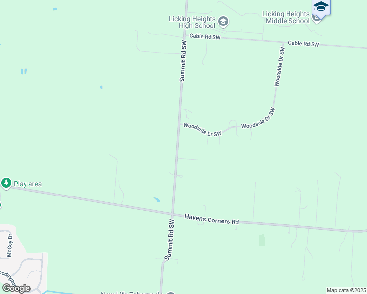 map of restaurants, bars, coffee shops, grocery stores, and more near 4745 Summit Road Southwest in Pataskala