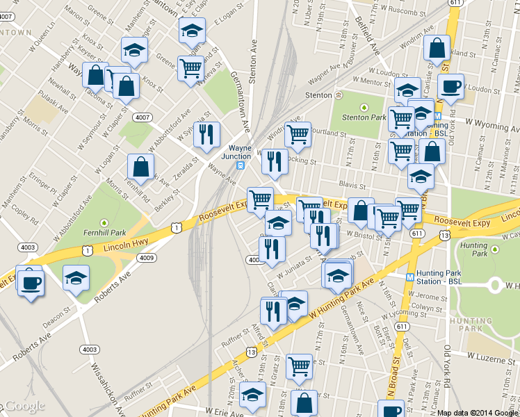 map of restaurants, bars, coffee shops, grocery stores, and more near 2001 Newcomb Street in Philadelphia