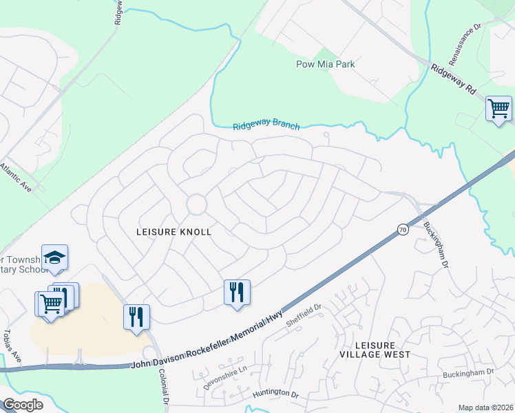 map of restaurants, bars, coffee shops, grocery stores, and more near 53 Sandhurst Street in Manchester Township