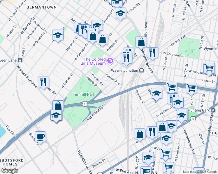 map of restaurants, bars, coffee shops, grocery stores, and more near in Philadelphia