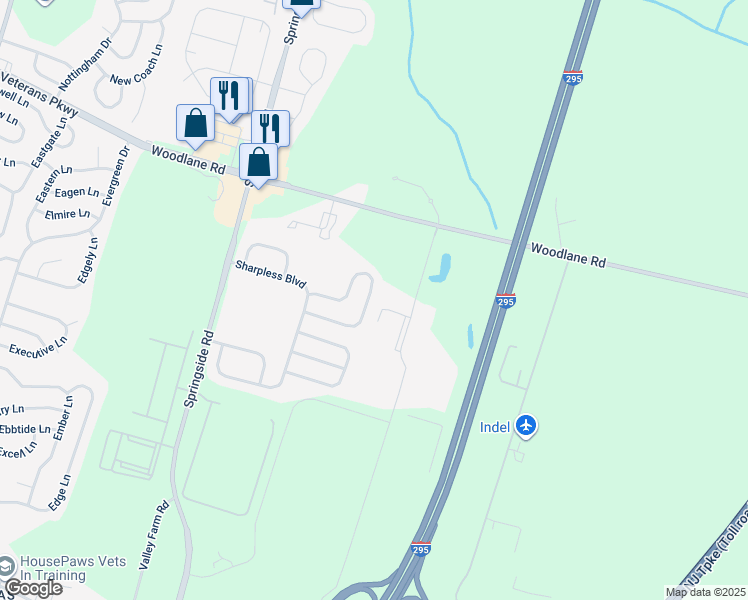 map of restaurants, bars, coffee shops, grocery stores, and more near 52 Bentwood Drive in Westampton