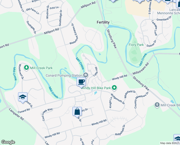 map of restaurants, bars, coffee shops, grocery stores, and more near 10 Thicket Lane in Lancaster