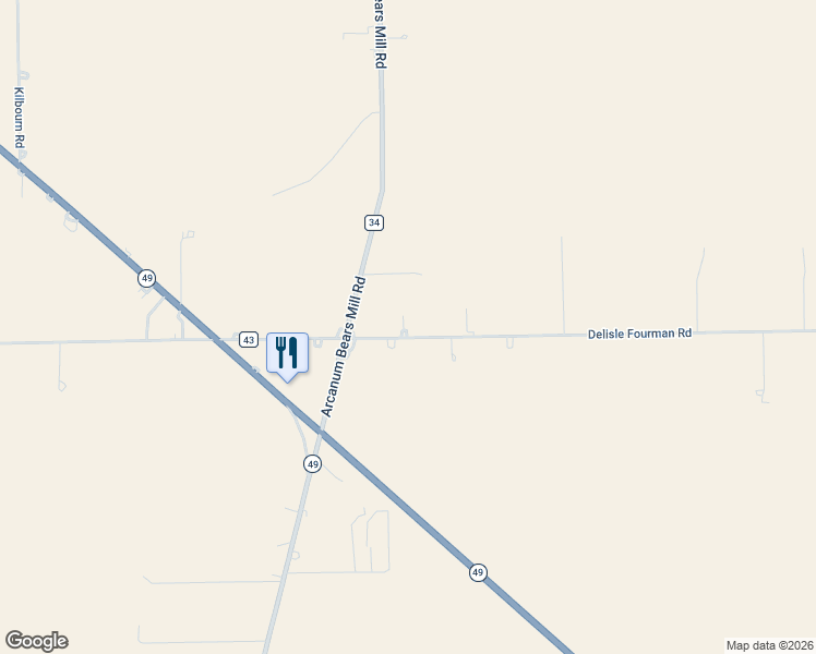 map of restaurants, bars, coffee shops, grocery stores, and more near 7014 Delisle Fourman Road in Arcanum