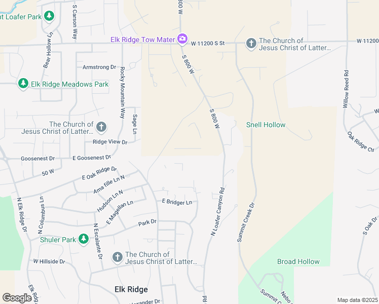 map of restaurants, bars, coffee shops, grocery stores, and more near 672 East Birch Lane in Elk Ridge