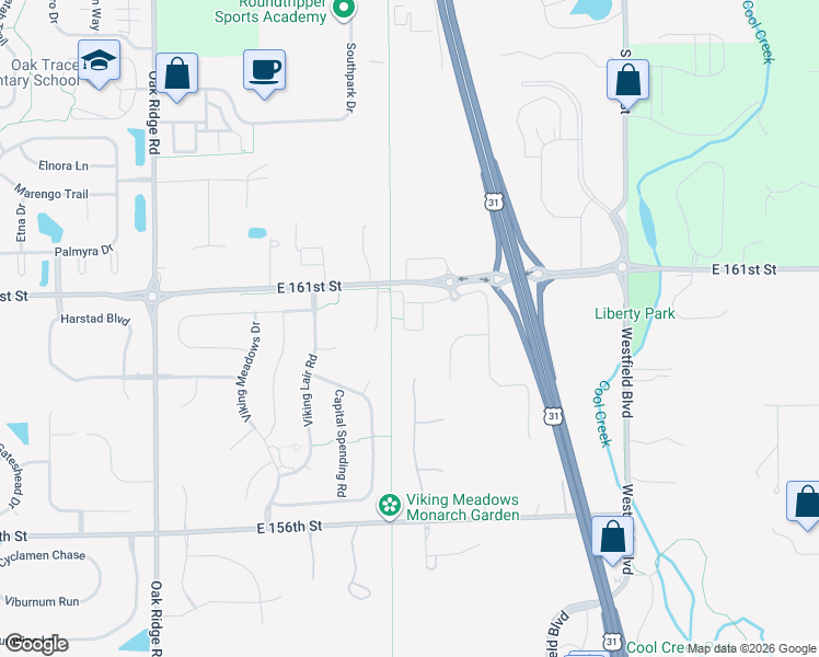 map of restaurants, bars, coffee shops, grocery stores, and more near 16021 Coleman Drive in Westfield