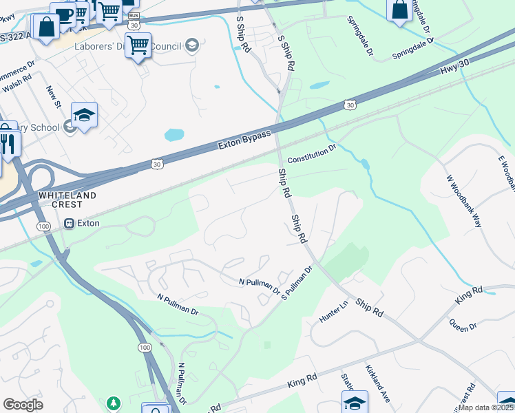 map of restaurants, bars, coffee shops, grocery stores, and more near 488 Lynetree Drive in West Chester