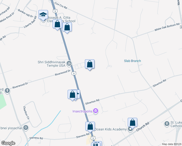 map of restaurants, bars, coffee shops, grocery stores, and more near 1889 U.S. 9 in Toms River